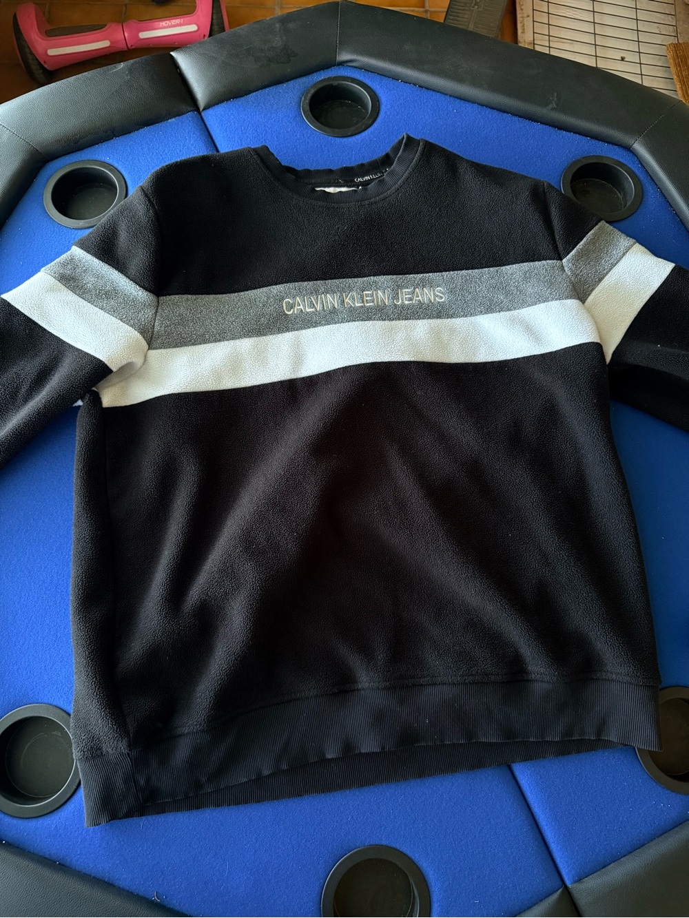 Calvin Klein Jeans Black Sweatshirt with Gray and White Stripes